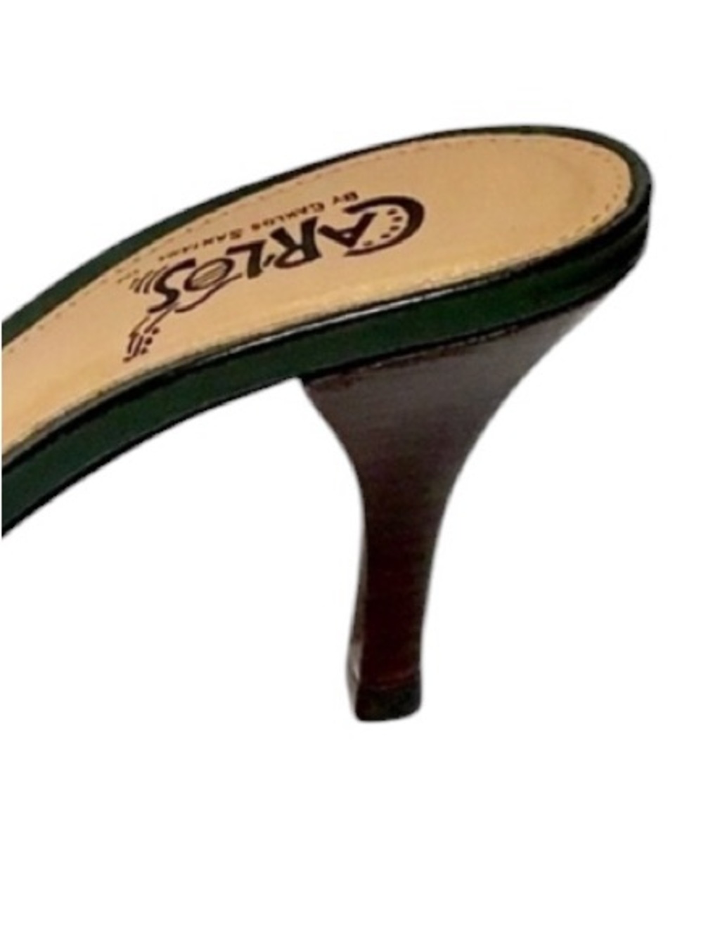 Carlos Carlos Santana Dark Green Woven Pointy Toe 3 “ Heel Mule Y2K Size 7.5 - Picture 8 of 9
